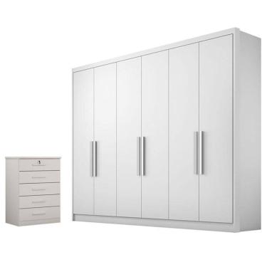 Imagem de Guarda Roupa Casal Linea e Gaveteiro Suiça Neve - Novo Horizonte