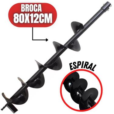 Imagem de Broca 80x12cm Para Perfurador de Solo Com Bitola do Eixo de Conexão Interna 20mm Para Diversos Perfuradores