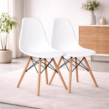 Imagem de Kit com 2 Cadeiras Pé Palito Moderna Escrivaninha Fixa Sala de Jantar 