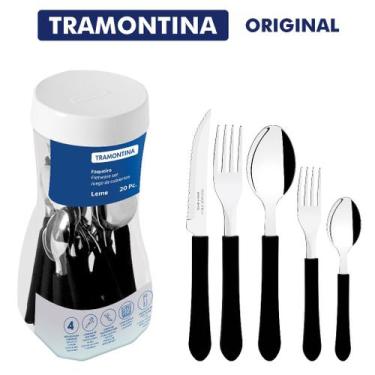 Imagem de Jogo de Talheres Faqueiro Tramontina Original 12 ou 20 Peças Aço Inox 