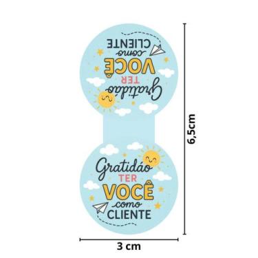Imagem de 120 Adesivos Lacre Fecha Sacola 3x6cm  Gratidão por Ser Nosso Cliente 