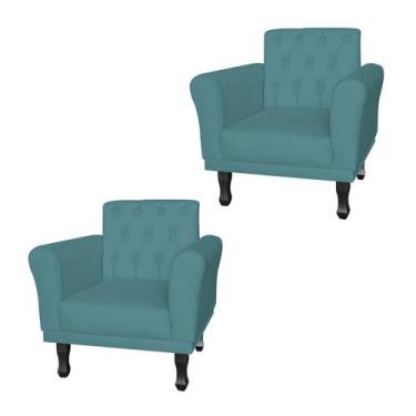 Imagem de Jogo 2 Poltronas Decorativas Para Sala de Espera Classic Suede Azul Tu