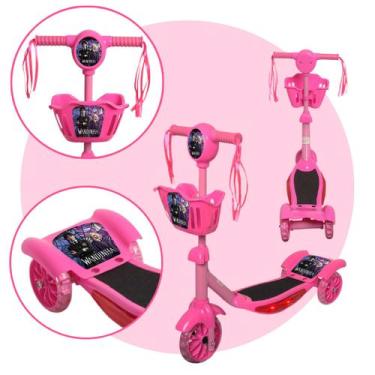 Imagem de Patinete Criança Rosa Dobrável 3 Rodas Menina Com Luz e Som - Toys 2U
