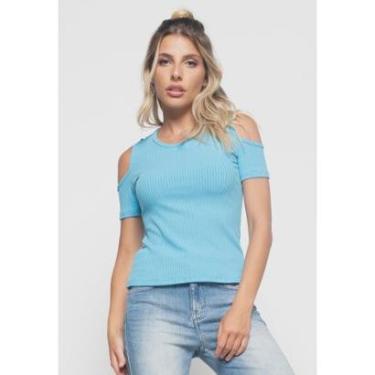 Imagem de Blusa Ombro Vazado Manga Curta Canelado Salvatore Fashion-Feminino