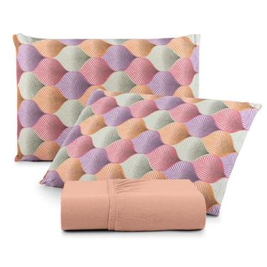 Imagem de Jogo de Lençol Solteiro Malha 100% Algodão 02 Peças Com Elástico - Mal