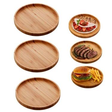 Imagem de 3 BANDEJA PETISQUEIRA TRAVESSA BAMBU 20cm MESA POSTA - GENERICO