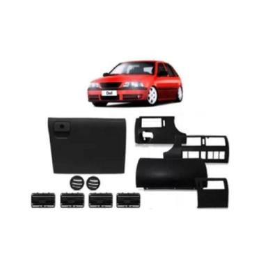 Imagem de Kit Moldura Painel Grade Porta Luvas Ar Gol G3 00/2005 Preta - MUTKIT