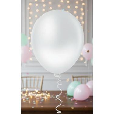 Imagem de Balão Metalizado Branco Pérola N9 - 50 Unidades p/ Hélio - Congratulat
