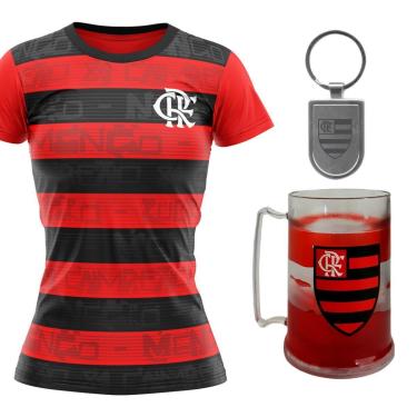 Imagem de Kit Flamengo Oficial - Camisa Shout + Chaveiro + Caneca - Feminina-Feminino