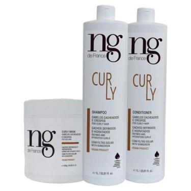Imagem de Kit Ng De France Curly Shampoo 1L + Cond. 1L + Máscara 500g