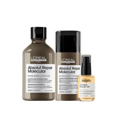 Imagem de Loreal Absolut Repair Molecular Shampoo + Leave-in + Óleo - Loreal Pro