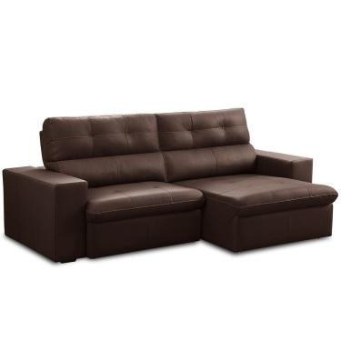 Imagem de Sofá Retrátil Reclinável Para Sala 3 Lugares 230cm Bryant L06 Couro Marrom - Lyam Decor