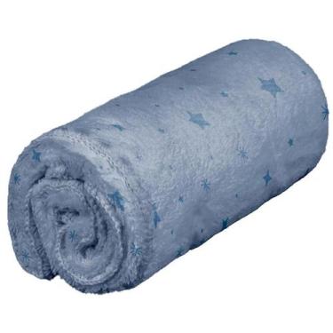 Imagem de Manta de Microfibra para Bebê 85cm x 1,00m Baby Joy, Estrelinhas Azul