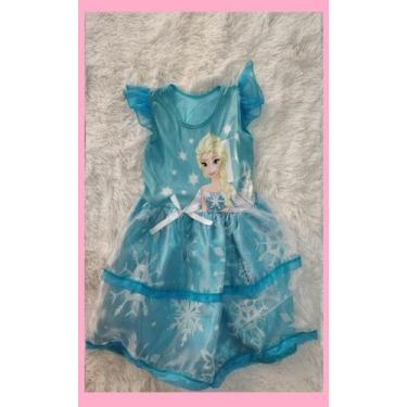 Imagem de Vestido Infantil Frozen - Regina Fantasias, Azul, P - 2/4 anos