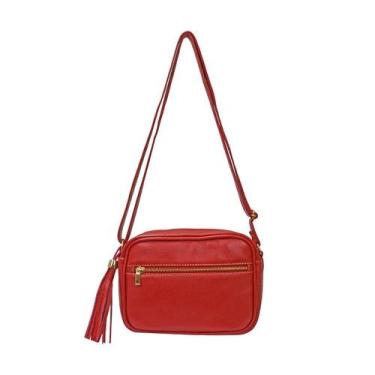 Imagem de Bolsa Feminina Vermelha Transversal Pequena Alça com Ajuste em Couro M
