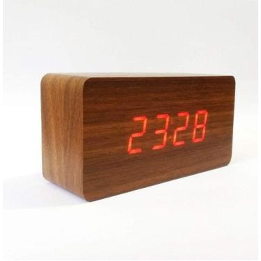 Imagem de Relógio Despertado De Mesa Hora Temperatura Tipo Madeira Jiaxi JH-1295