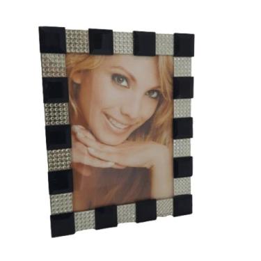 Imagem de Porta Retrato Vidro Preto com Strass - BTC, 19cm x 15cm
