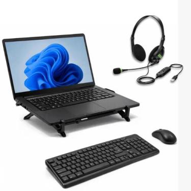Imagem de Kit Home Office Teclado Mouse Headset USB Suporte Notebook - OEM