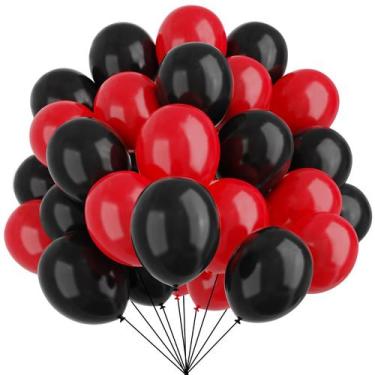 Imagem de Balões de Látex Vermelhos e Pretos 12 Polegadas - Decoração de Festa Y