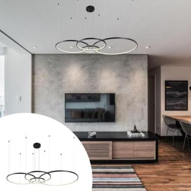 Imagem de Lustre Pendente Grande luxo De Arco De Led 3k - AL, PRETO