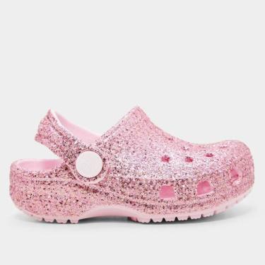 Imagem de Sandália Crocs Infantil Classic Chunky Glitter Clog T, Rosa, 22