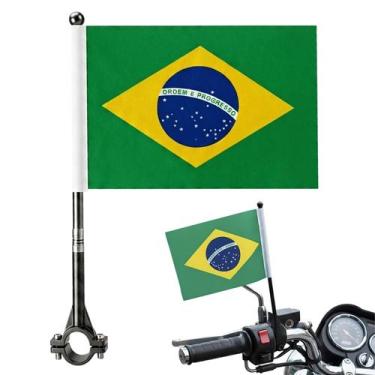 Imagem de Kit 4 Bandeiras Do Brasil Dupla Face Para Guidão De Moto E Bike Copa D