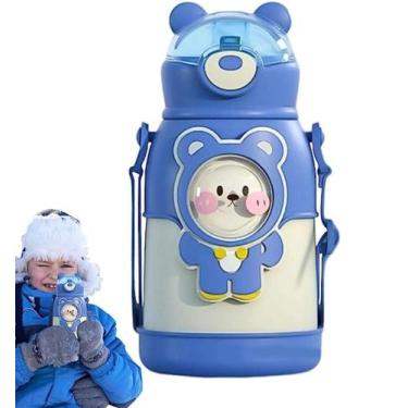 Imagem de Garrafa Infantil Animais Canudo Silicone Inox Térmica trava Luck
