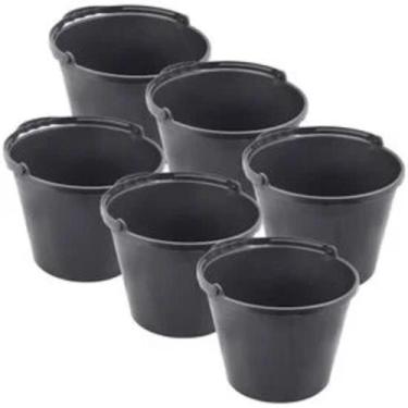 Imagem de Kit 6 Balde Reforçado 12 Litros Com Alça De Plástico Profissional - Pl