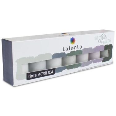 Imagem de Kit Tinta Acrílica Tons Cinza c/ 7 Cores 37ml Talento