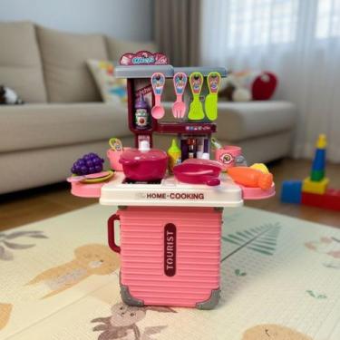 Imagem de Mini Maleta Cozinha Infantil Portátil 3 em 1 com Acessórios - Brinqkid
