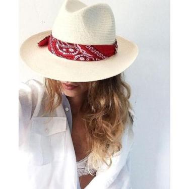 Imagem de Chapéu Panamá de Palha com Lenço Bandana Unissex - Rei Look
