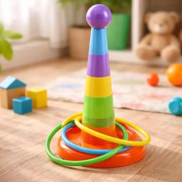 Imagem de Jogo de Argolas Plástico 15cm Interação Para Bebês Crianças - Art Brin