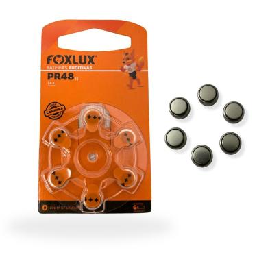 Imagem de Bateria Auditiva Foxlux PR48 para Aparelhos Auditivos ZA13 com Tecnologia Zinco-Ar 6 Unidades Laranja
