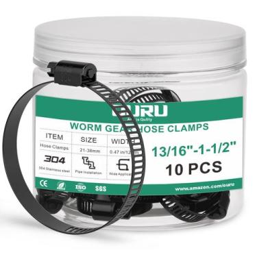 Imagem de Braçadeiras de mangueira Worm Gear OURU Black 304 em aço inoxidável 10