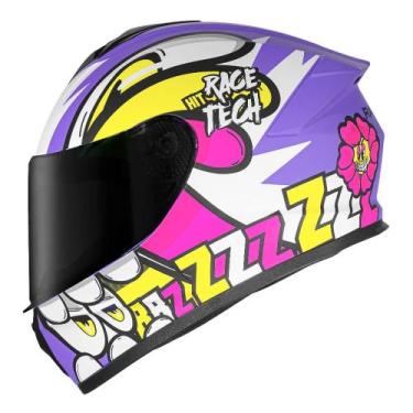 Imagem de Capacete Race Tech Hit Speedbee Branco e Roxo Fosco Tamanho:60, 60