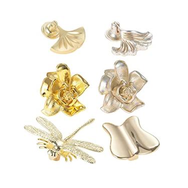 Imagem de Botão criativo Ventilador/Folha/Flor/Libélula/Borboleta Punho de Forma Antiga Bronze Ouro Prata Puxe Gaveta de Buraco Único Decoração do Armário YYDFPIIA (Color : Fan 1)