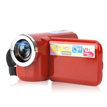 Imagem de EBTOOLS Câmera de vídeo digital, filmadora digital infantil portátil com tela LCD TFT colorida de 5 cm, adequada para exercícios/ciclismo/montanha/corrida (vermelho)