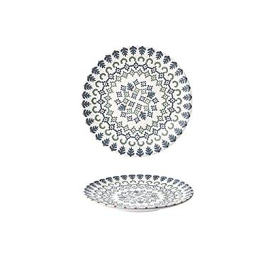 Imagem de Prato de macarrão com cópia de cor chinesa prato de jantar redondo de porcelana para casa pratos de jantar restaurante carne salada lava-louças prato de jantar seguro para micro-ondas (cor: D)
