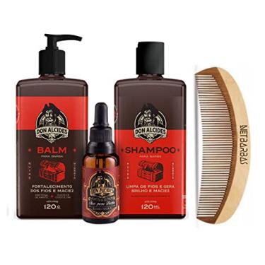 Imagem de Kit - Shampoo + Balm + Óleo + Pente Para Barba - Barba Negra - Don Alcides
