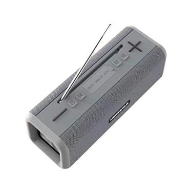 Imagem de HIOD Alto-falante Bluetooth - Rádio FM - Microfone embutido portátil externo à prova d'água 10 m alcance Bluetooth, cinza