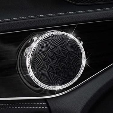 Imagem de MIVLA Buzina de som da porta do carro alto-falante decorativo anel interior diamante adesivo, para mercedes benz classe c glc260 c200l e classe e300l