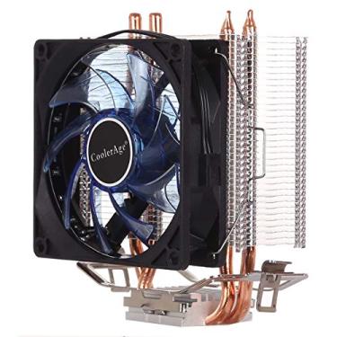 Imagem de Resfriamento do ventilador de componente de computador LED CPU Cooler Pure Copper Tubo de calor duplo CPU Radiator CPU Fan, com luz azul