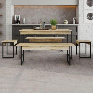 Imagem de Mesa De Jantar 6 Lugares Carvalho/preto - Compace