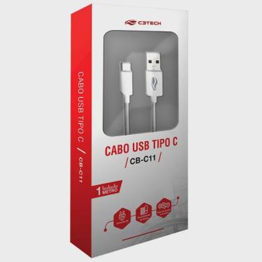 Imagem de Cabo USB X usb-c 1M 2A CB-C11WH Branco C3 tech