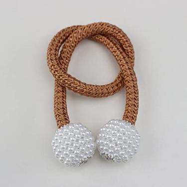 Imagem de 1 pacote prendedor de cortina magnético prendedor de cortina prendedor de fivela de bola pendurada fivela de suspensão acessórios de cortina decoração de casa, café leve, 2 peças