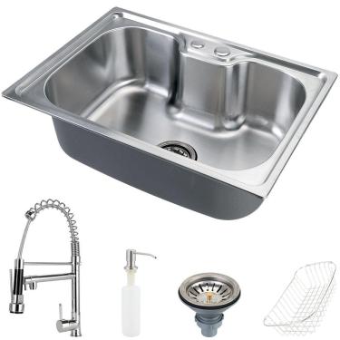 Imagem de Cuba Para Cozinha Gourmet Pia Aço Inox Com Acessórios Nawa 50 cm E Torneira Gourmet Munim Pingoo.casa