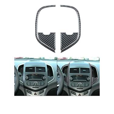 Imagem de JEZOE Adesivos de fibra de carbono pretos acessórios do interior do carro, para Chevrolet Sonic 2012-2016 (com janelas elétricas, sem tela MYLINK 7")