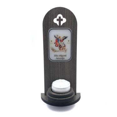 Imagem de Porta Vela Luminária De Mesa São Miguel Arcanjo