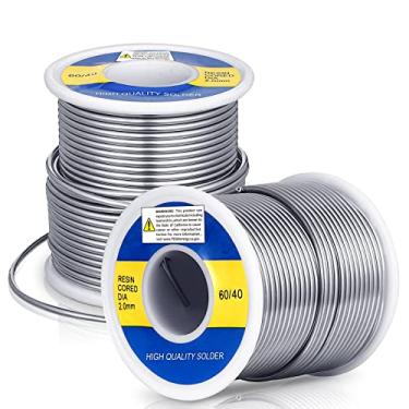 Imagem de 2 pacotes 60-40 fios de solda de núcleo de resina de estanho para solda elétrica, vitrais, faça você mesmo em casa, 2 mm, 500 g