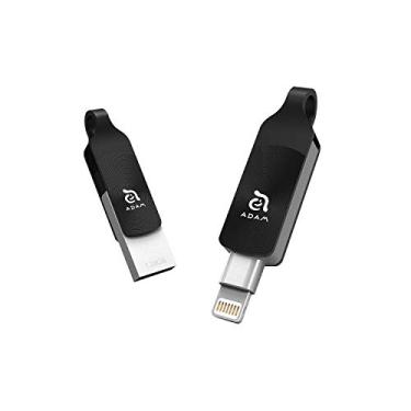 Imagem de ADAM elements Flash Drive premium iKlips Duo+ 128 GB certificado MFi compatível com iPad, iPhone (128 GB, obsidiana preta)